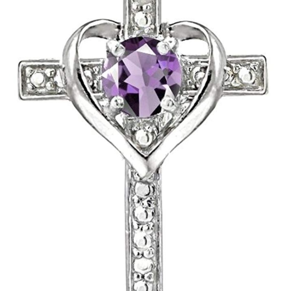 Sterling Silver + White Gold Cross Heart Necklace
